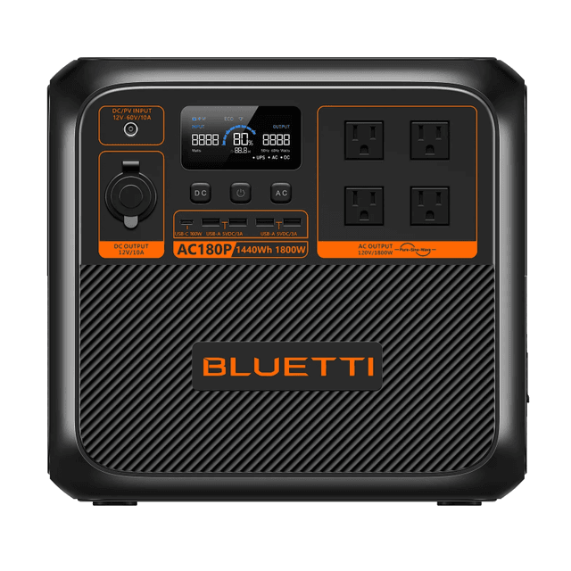 BLUETTI AC180P Solar Portable Power Station 1,800W 1,440Wh