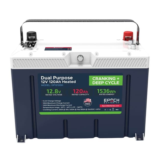 EPOCH 12V 120Ah Pro Series – LiFePO4 Cranking & Deep Cycle Lithium Battery (Dual Purpose)