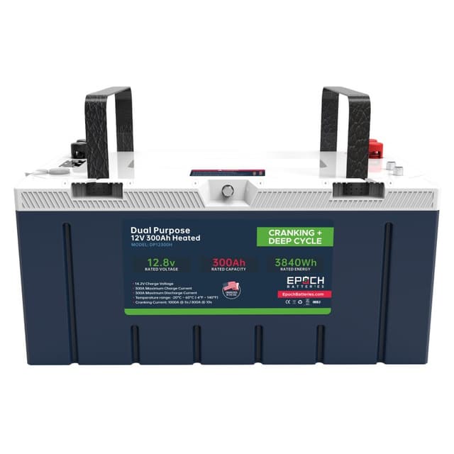 EPOCH 12V 300Ah Pro Series – LiFePO4 Cranking & Deep Cycle Lithium Battery (Dual Purpose)