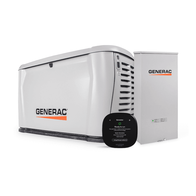 Generac 7329 – 28/25kW Next Generation Air-Cooled Standby Generator, 200A Transfer Switch, with ecobee by Generac Smart Thermostat