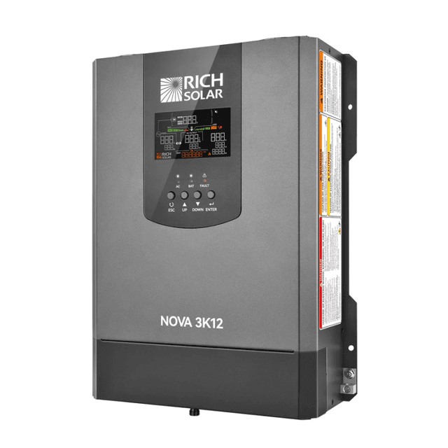 Rich Solar NOVA 3K12 3000W 12V Pure Sine Wave Inverter with Built-in Transfer Switch UL458 Certified