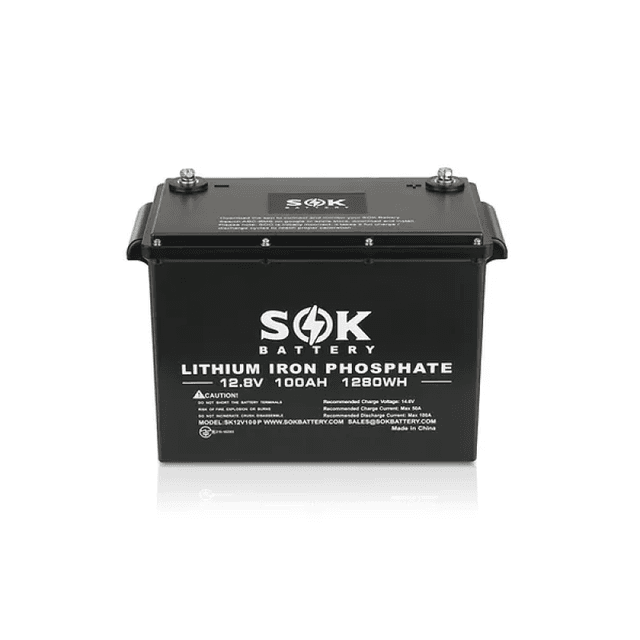SOK Lithium Iron Phosphate 12V 100Ah Battery, Marine Grade
