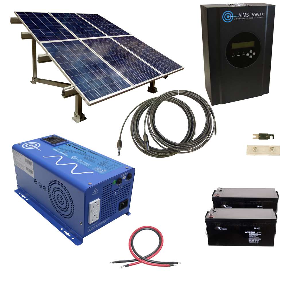 Aims 720W Off-Grid Solar Kit with 1000W Inverter Charger & Mount